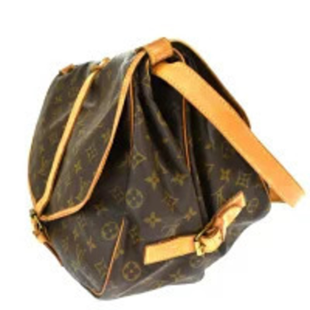 Louis Vuitton Saumur Leather Bag Shoulder Monogram Brown